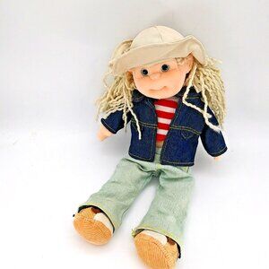 Vintage Ty Beanie Boppers "Lucky Lucy" 14” Doll in American Flag Denim Jacket